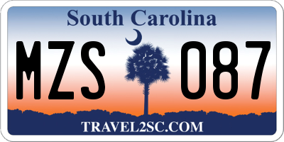 SC license plate MZS087