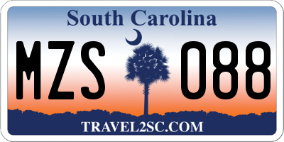SC license plate MZS088