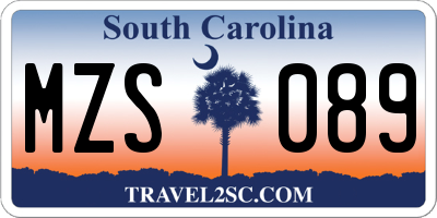SC license plate MZS089