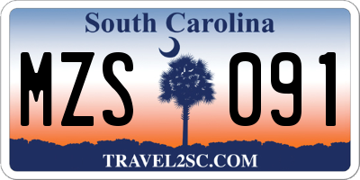 SC license plate MZS091