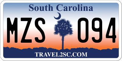 SC license plate MZS094
