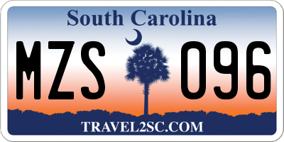 SC license plate MZS096