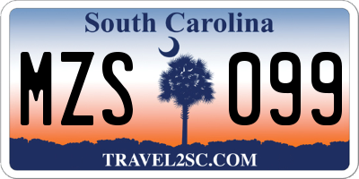 SC license plate MZS099