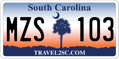 SC license plate MZS103