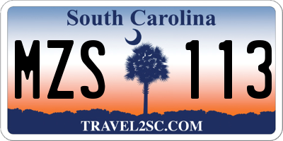 SC license plate MZS113