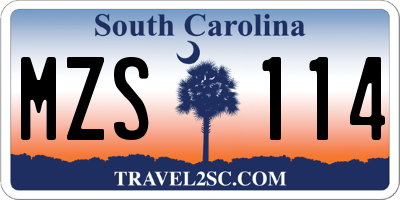 SC license plate MZS114
