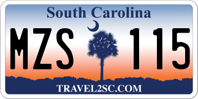 SC license plate MZS115
