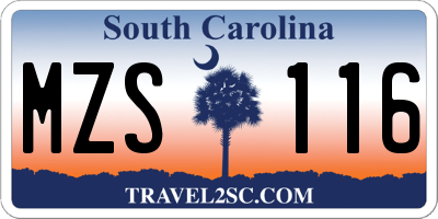 SC license plate MZS116