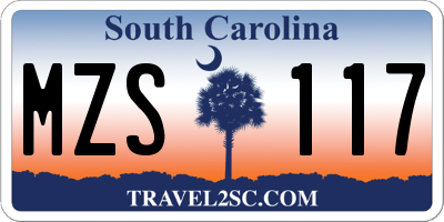 SC license plate MZS117
