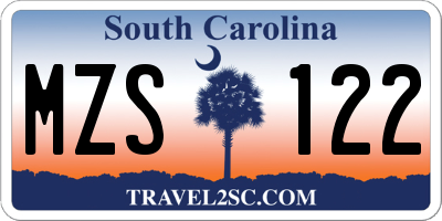 SC license plate MZS122