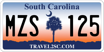 SC license plate MZS125