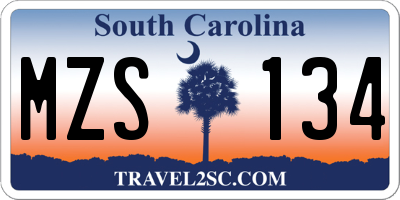 SC license plate MZS134