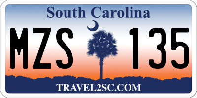 SC license plate MZS135