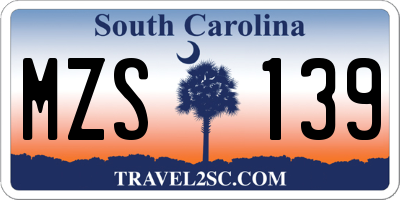 SC license plate MZS139