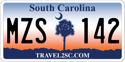 SC license plate MZS142