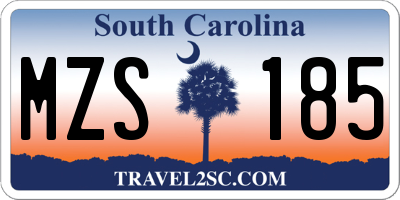 SC license plate MZS185