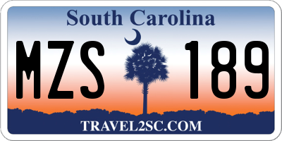 SC license plate MZS189