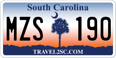 SC license plate MZS190