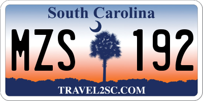 SC license plate MZS192
