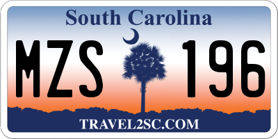 SC license plate MZS196