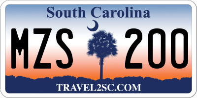 SC license plate MZS200