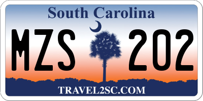 SC license plate MZS202
