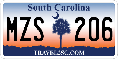 SC license plate MZS206