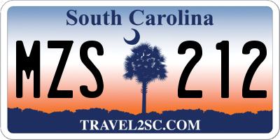 SC license plate MZS212