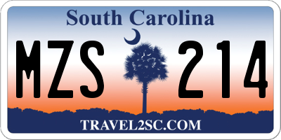 SC license plate MZS214