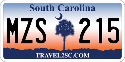 SC license plate MZS215