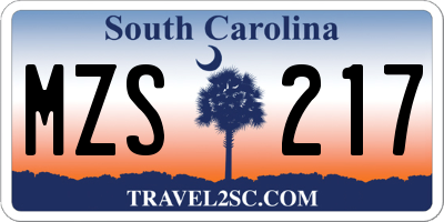 SC license plate MZS217