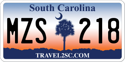 SC license plate MZS218
