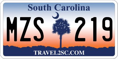 SC license plate MZS219