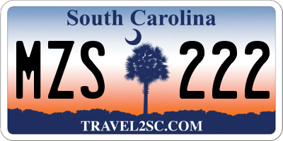 SC license plate MZS222