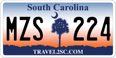 SC license plate MZS224