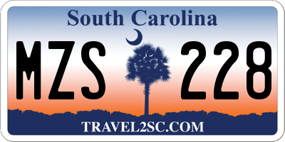 SC license plate MZS228