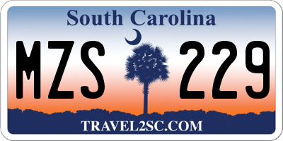 SC license plate MZS229