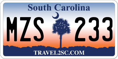 SC license plate MZS233