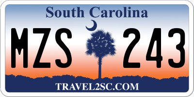 SC license plate MZS243