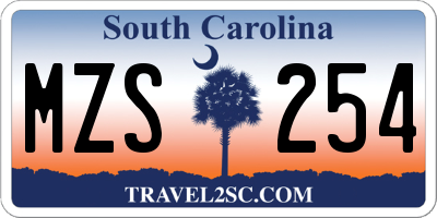 SC license plate MZS254