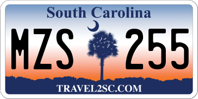 SC license plate MZS255
