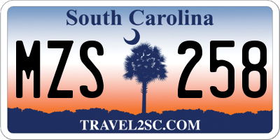SC license plate MZS258