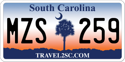 SC license plate MZS259