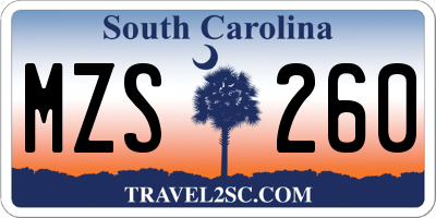 SC license plate MZS260