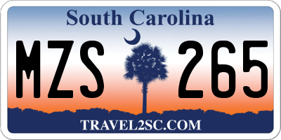 SC license plate MZS265