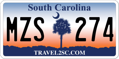 SC license plate MZS274