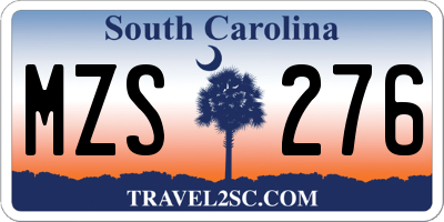 SC license plate MZS276