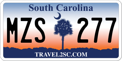 SC license plate MZS277