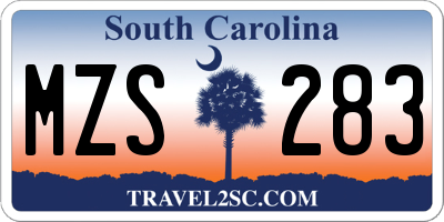 SC license plate MZS283