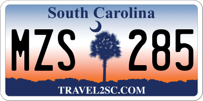 SC license plate MZS285